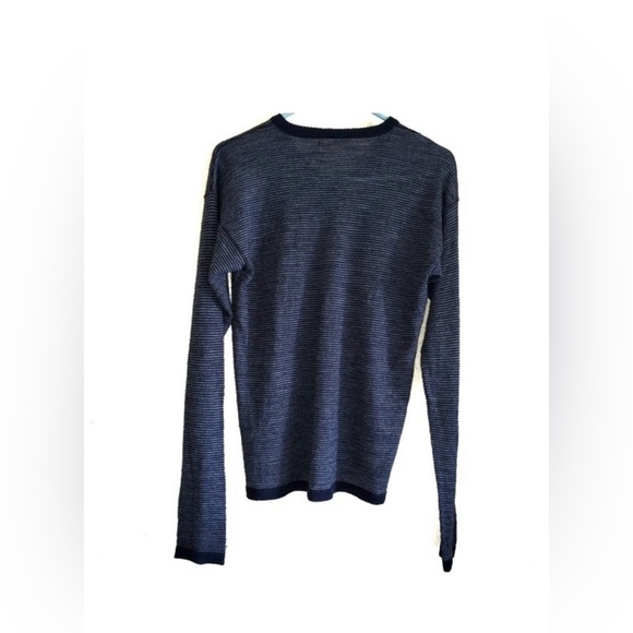 🔥 John Varvatos USA Wool Blend Stripe V Neck Sweater Blue Size Mens Medium 🔥 - Picture 2 of 5